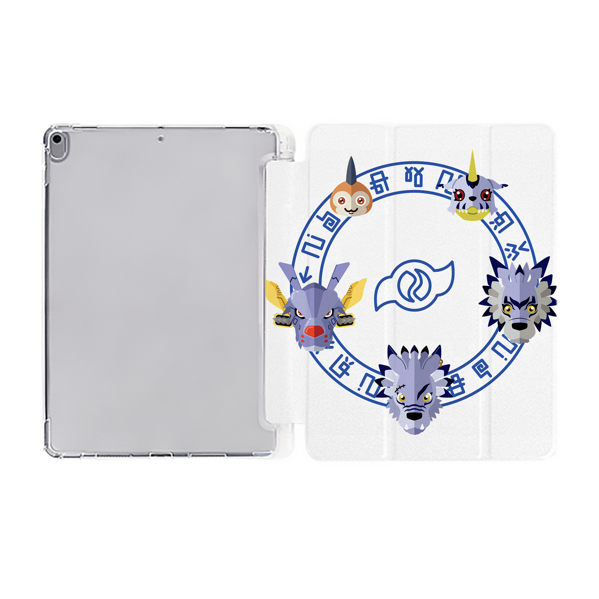 （画像用） Digimon デジタルモンスター/デジモン IPad ケース ペン収納付き 三つ折りスタンド PUレザー×シリコン 対応機種9.5/10.5/10.9インチ